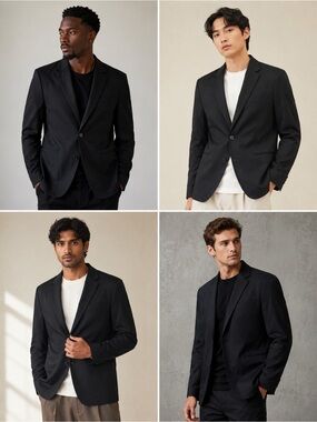 NovaMen Black Single-Button Blazer Medium